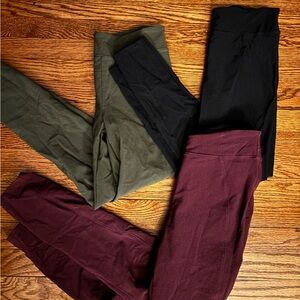 SPANX Trio High-Waist Leggings in Black, Olive & Burgundy